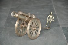 Giocattolo/Modello Artigianale In Ottone Vintage Con Soldato E Fucile Doppio