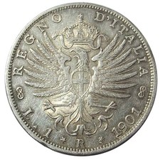 1901-R Italy 1 Lira Coin-