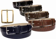 Cintura vero coccodrillo fianco uomo fodera vero cuoio nabuc 35 mm accorciablie 