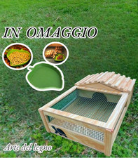 TERRARIO CON CASETTA PER TARTARUGHE  DI TERRA IN LEGNO 62x42x22 PER ESTERNO