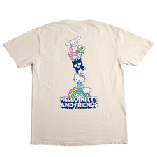 T-shirt skateboard bambina Hello Kitty arcobaleno impilata crema