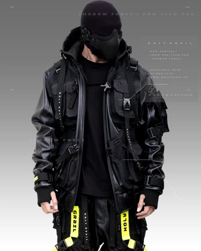 Techwear uomo giacca pelle - techwear,