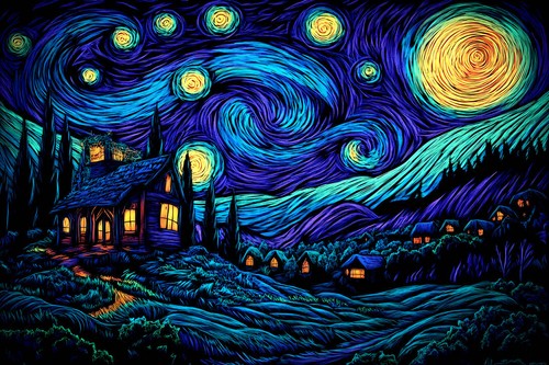 Pop art notte - notte, stellata