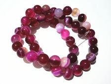 1filo/48pz perline pietre agata striata colorata tondo liscio 8mm colore fuxia