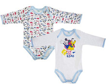 2 Body Americano Neonato/a Manica Lunga in Cotone Caldo Minnie e Mickey Disney