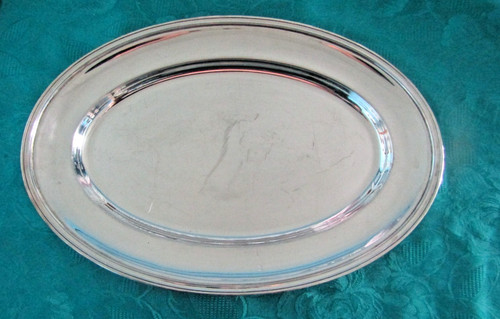 Plat ovale métal argenté - plat,