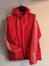 Vintage adidas 1985 Giacca A vento Anti pioggia M/L Three Stripe Track Red Zip