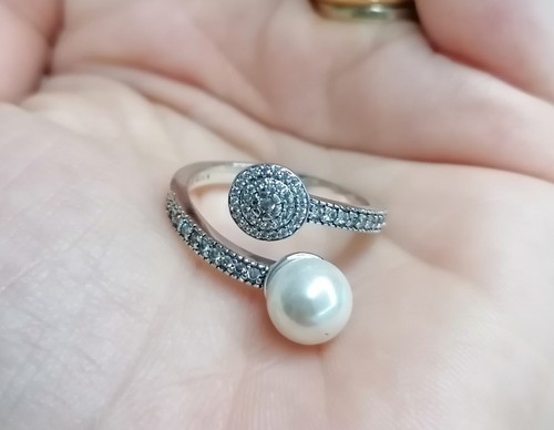 Anello perla zirconi - anello, e