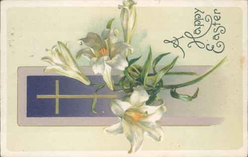 Easter happy cross floral