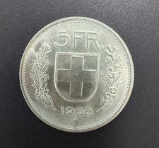 HELVETIA - SVIZZERA 5 FRANC FRANCHI 1966 ARGENTO Confederazione Elvetica Fdc Unc