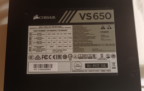 Alimentatore corsair vs650 - alimentatore, pc