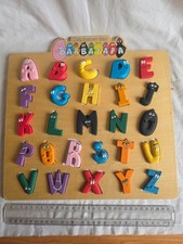 ALFABETO BARBAPAPA 26 LETTERE MAGNETICHE CON LAVAGNA DI LEGNO