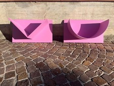 Mensole da parete per cameretta bambini, color giallo. Due mensole sovrapponibil