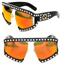 Occhiali da sole Gucci AUTENTICI Hollywood Forever 0234 nero arancione perle GG0234S 002