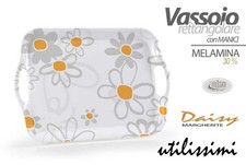 Vassoio da Portata in Melamina Rettangolare Decoro Margherite 41 x 29 cm