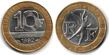 Francia 10 francs, 1992
