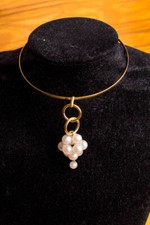 Vintage Anello Collo Anni 60 70 Oro Perle Disco Schlager NOS In Vendita