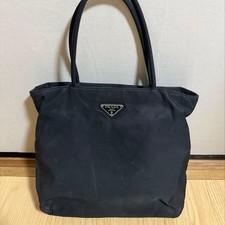 Borsa tote PRADA borsetta nera triangolo logo tessuto nylon usata autentica