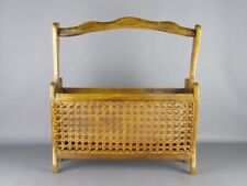 Portariviste in legno e paglia di Vienna Artigianato Italiano Vintage Anni ‘50