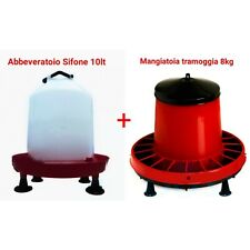 MANGIATOIA TRAMOGGIA 8 KG PER GALLINE POLLI E ABBEVERATOIO 10 LT IN PLASTICA