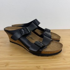 Sandali Papillio by Birkenstock in pelle nera con zeppa doppia fibbia 38 EU 7 US
