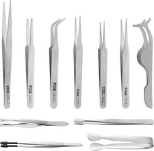 11 Pezzi Set Di Pinzette Di Precisione,Pinzette Industriali Antistatiche in Acci