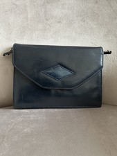 Pochette a tracolla vintage Harrods in pelle blu navy