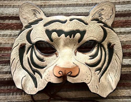 Maschera tigre bianca pelle - bianca, in