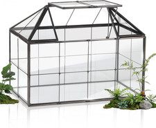 Mini Terrarium Piante 23,3 X 13,6 X 18 Cm, Terrario Vetro a Forma Di Casa per Pi