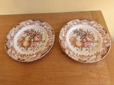 COPPIA 2 PIATTI PIATTO INGLESE IN CERAMICA FIORI FRUTT JOHNSON BROS WINDSOR WARE