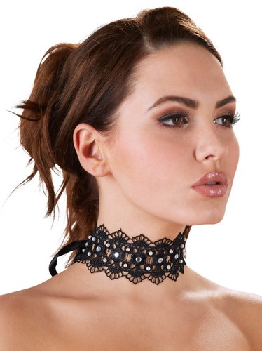Collarino ricamato nero - , con