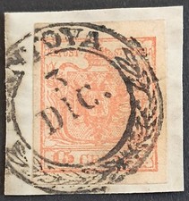 [FASILMBVEN0025] LOMBARDO VENETO 1851 [S.5] 15c Rosa Tipo. II USATO Δ MANTOVA