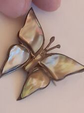 ✅?Piccolo Oggetto In Argento Cesellato A Mano Portafortuna Farfalla Spilla