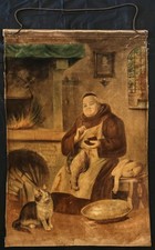 Antico Dipinto Su Stoffa Epoca