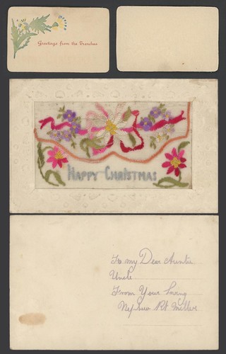 Ww1 silk embroidered old - silk,