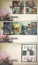 GB 2024 DUNGEONS & DRAGONS Set di copertine primo giorno/MS/Pane Dragonville pmk, 25/7/24