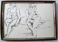 Dipinto, Antica Bozza con cornice in noce arte povera Misura quadro cm. 24x35