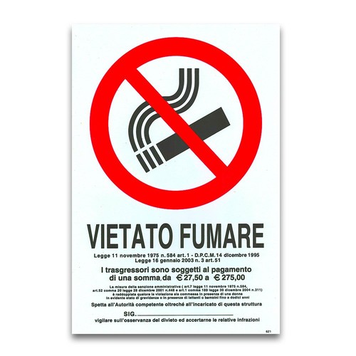 Cartello targa vietato fumare - cartello,