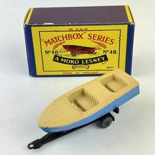 Scatola fiammiferi vintage in scatola serie Moko Lesney n. Barca sportiva 48 meteore e rimorchio