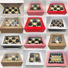 Mini scatole per cupcake con finestra PREMIUM per torte da 4, 6, 9, 12 e 24 tazze con inserti