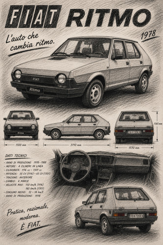 Poster fiat ritmo - ritmo, disegno
