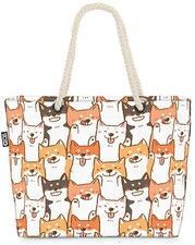 Shiba Inu Hund Cartoon Beach