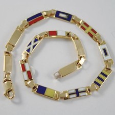  BRACCIALE ORO GIALLO 750 18K, BANDIERE NAUTICHE 3.5 MM, SMALTATE, MADE IN ITALY