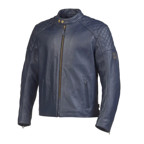 Giacca moto pelle blu - moto, in
