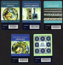 ITALIA 2012 ARTE DELLA CERAMICA SERIE 5 TESSERE TESSERA FILATELICA FRANCOBOLLO