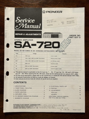 Pioneer 720 amplificatore - pioneer, sa-720