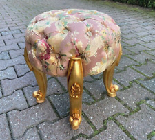 Bettbank Louis XVI Vergoldet Holz Rose Damast Ottomane Hocker Vintage Französ...