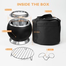 Mini Firepit portatile da tavolo e griglia (pellet o legno) con borsa da viaggio