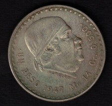 MONETA UN PESO MESSICO 1947