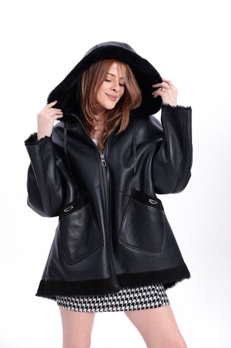 Giacca donna shearling nera